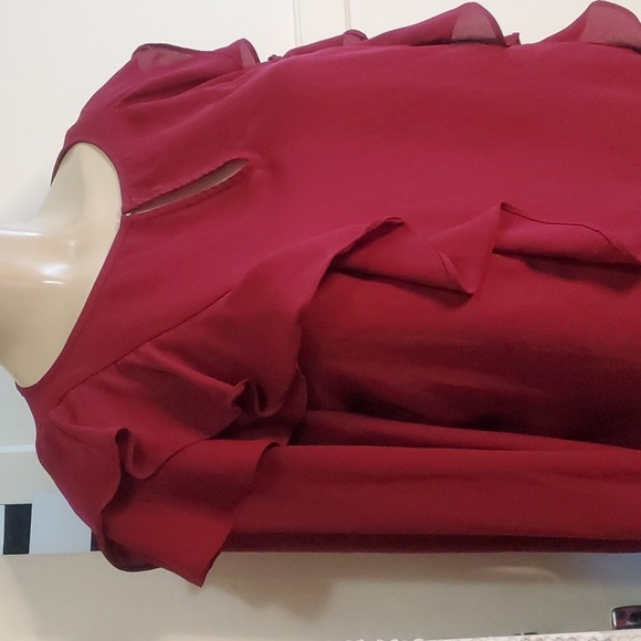 Express Ruffle Trim Long Sleeve Top Blouse Size L - Picture 2 of 9